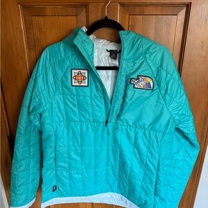 The North Face Teal Pullover Jacket patchwork sz M